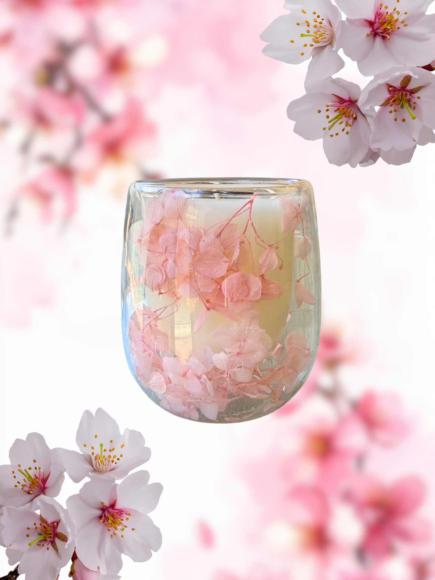 Japanese Cherry Blossom Floral Candle