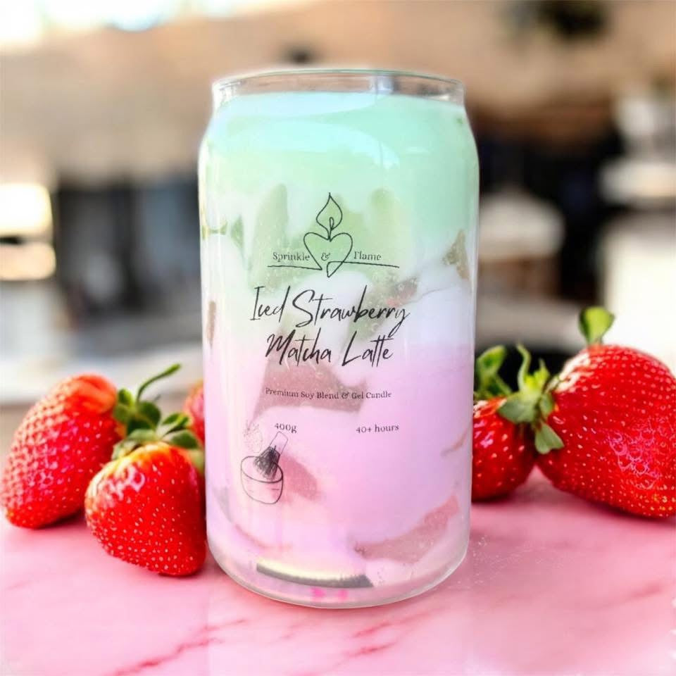Iced Strawberry Matcha Latte Candle
