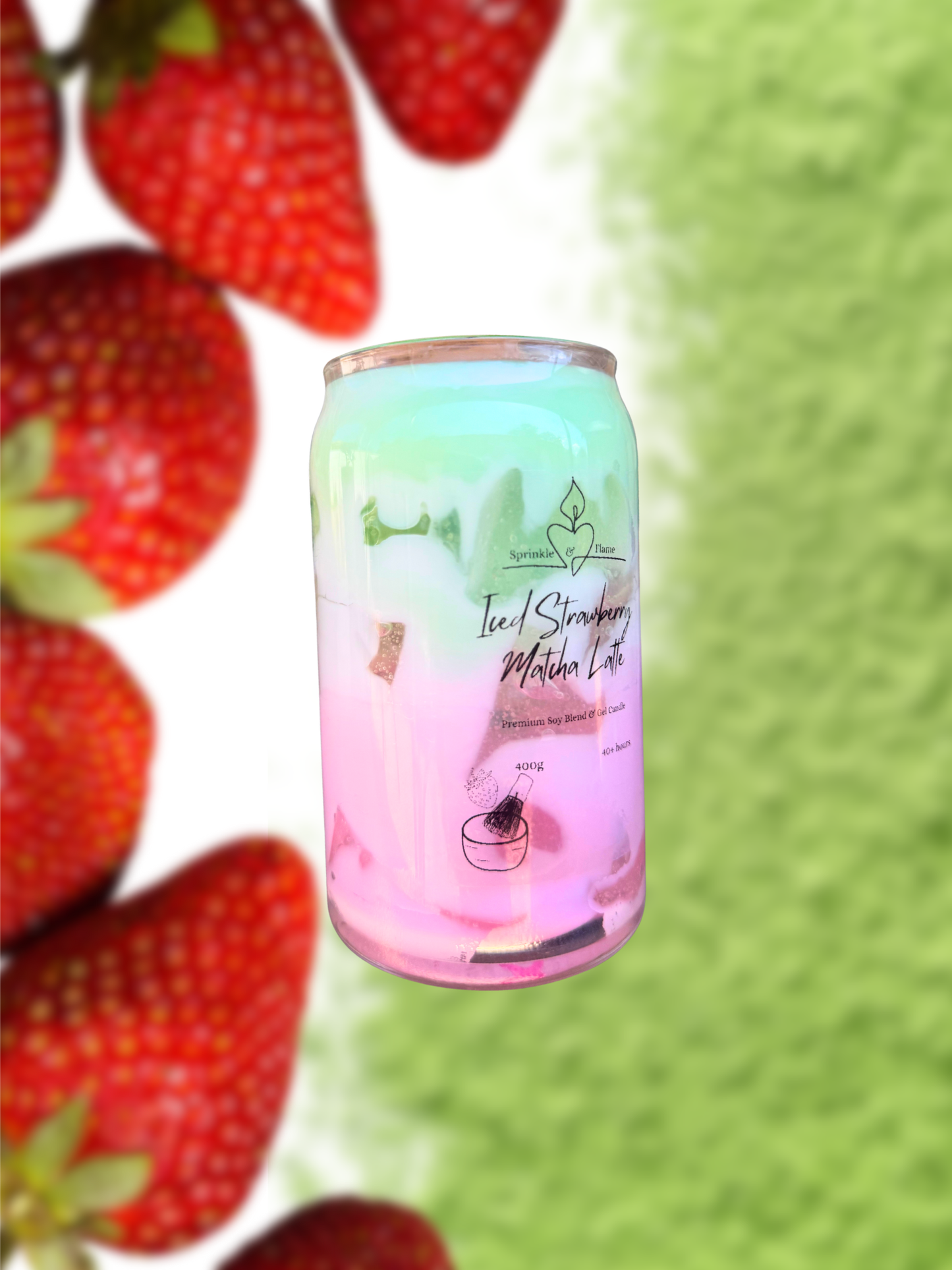 Iced Strawberry Matcha Latte Candle