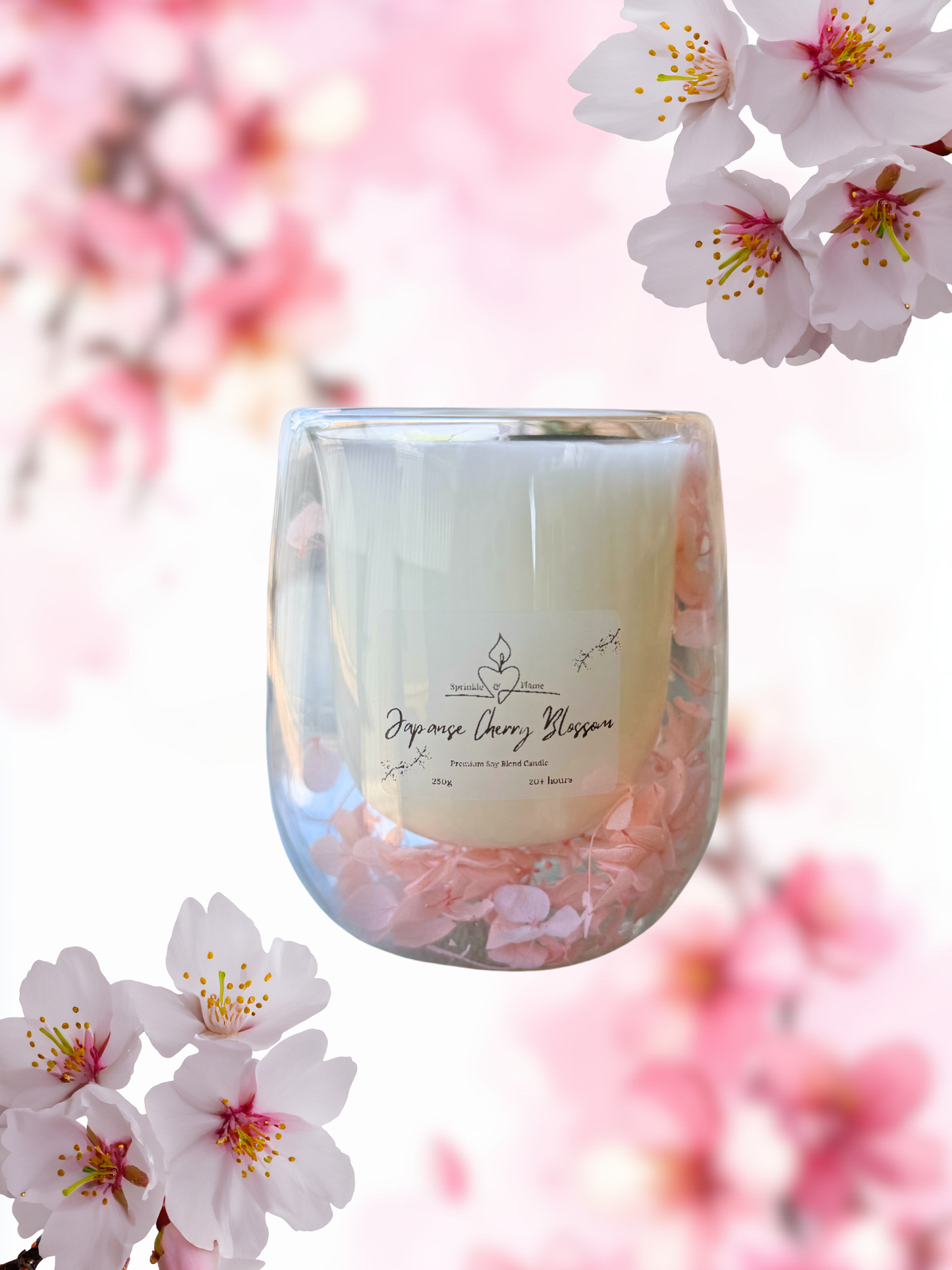 Japanese Cherry Blossom Floral Candle