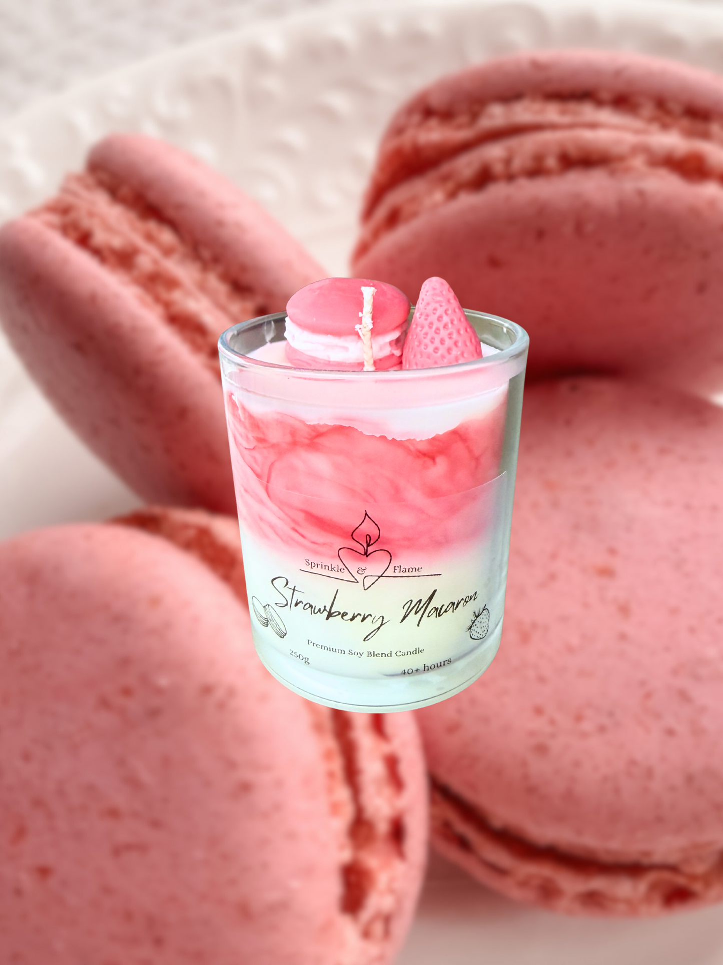 Strawberry Macaron Candle