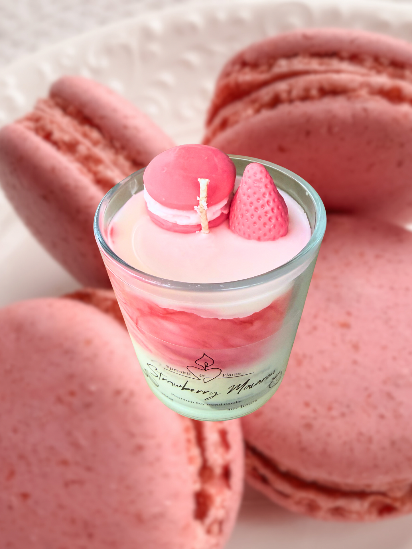 Strawberry Macaron Candle