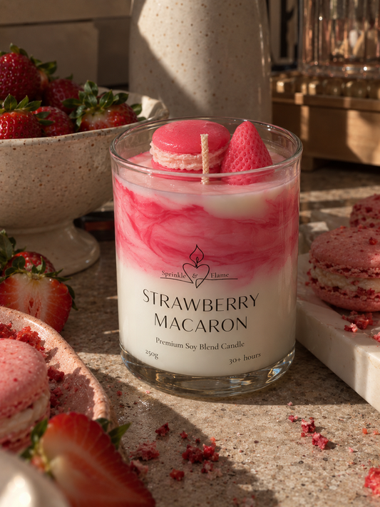 Strawberry Macaron Candle