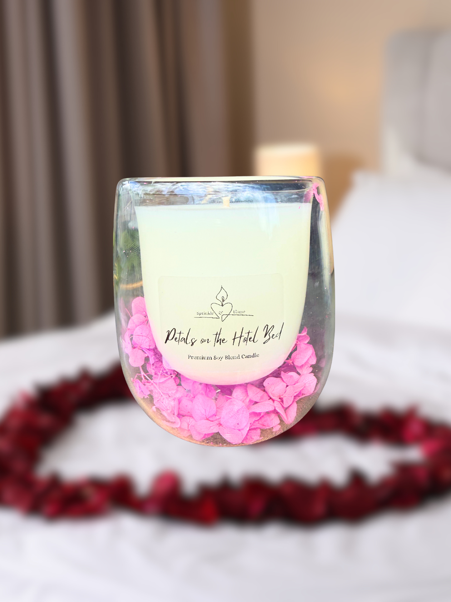 Petals on the Hotel Bed Floral Candle