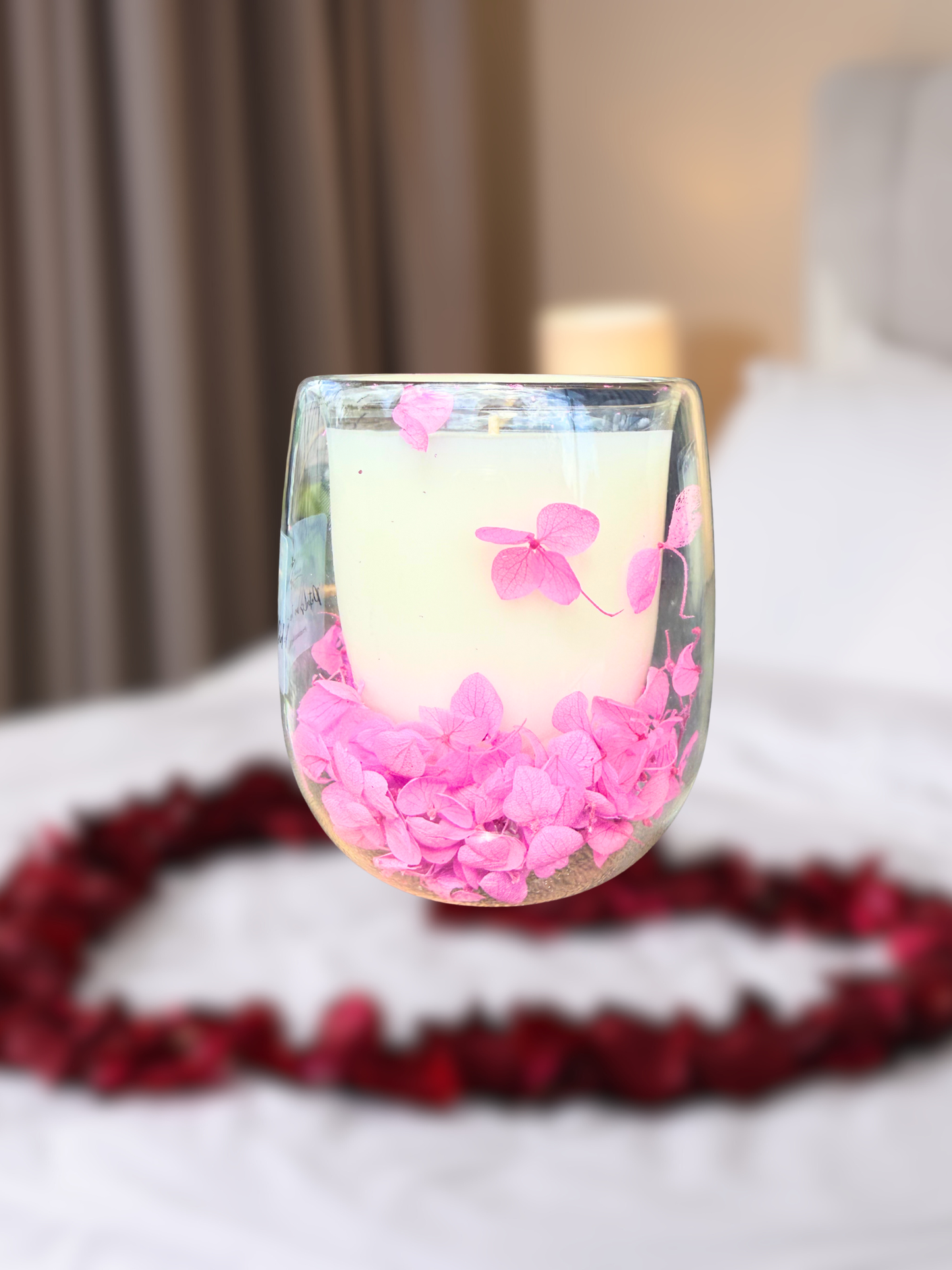 Petals on the Hotel Bed Floral Candle